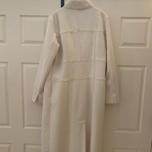 White faux fur and suede cream white jacket/duster